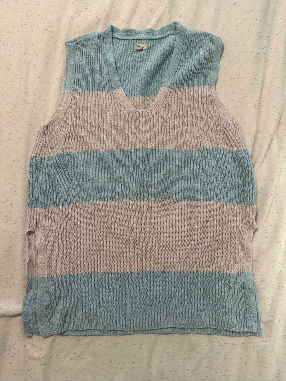 Pilcro Two-Tone Knit Vest in Pale Blue and Cream
